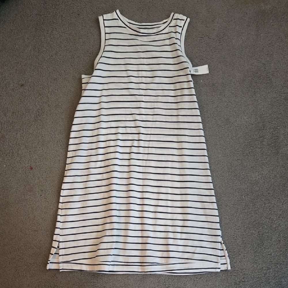 Old Navy Black and White Striped Midi Dress